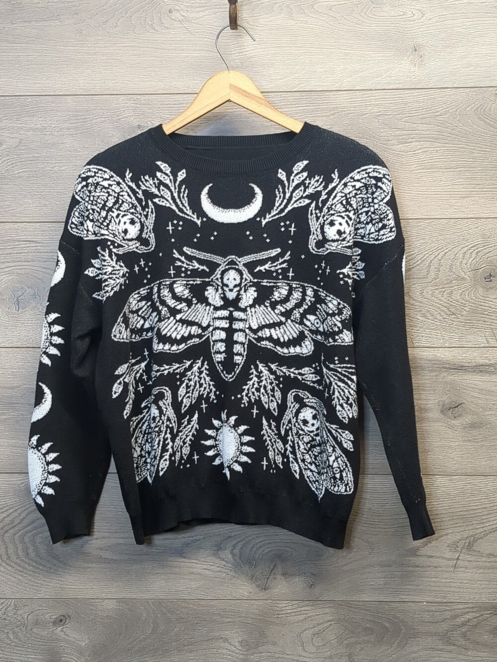 Romwe Gothic Moth & Celestial Print Sweater Women's Plus Size 2x *Fits Smaller*